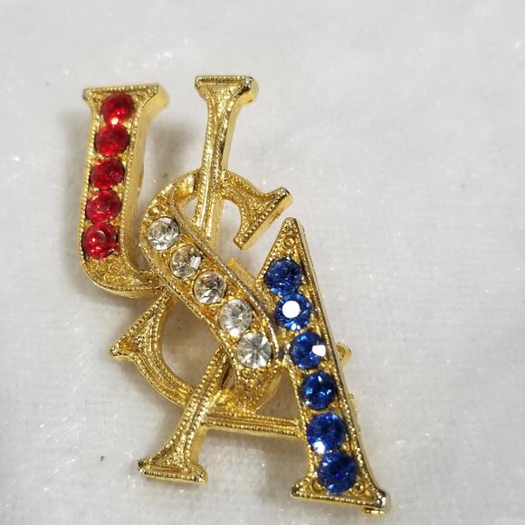 Alex and Ani gold tone USA pin red white blue stones 1.1427 - Picture 3 of 7